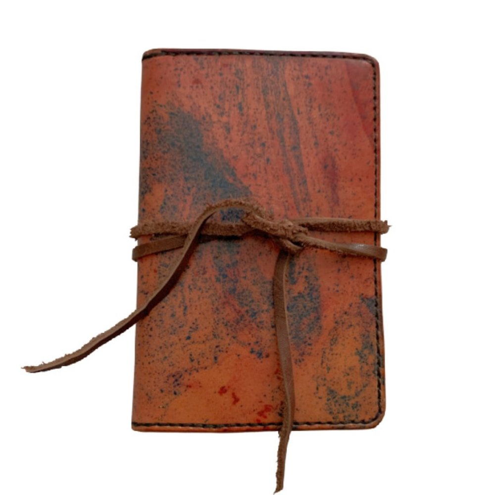 Tie Dye Leather Field Notebook Cover - Light Red